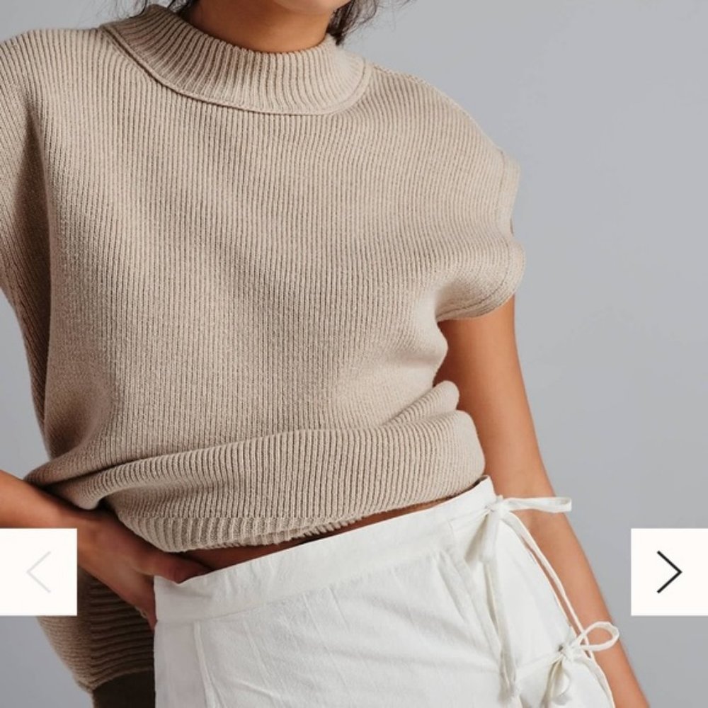 Free People Mock Neck Vest in Khaki - size medium